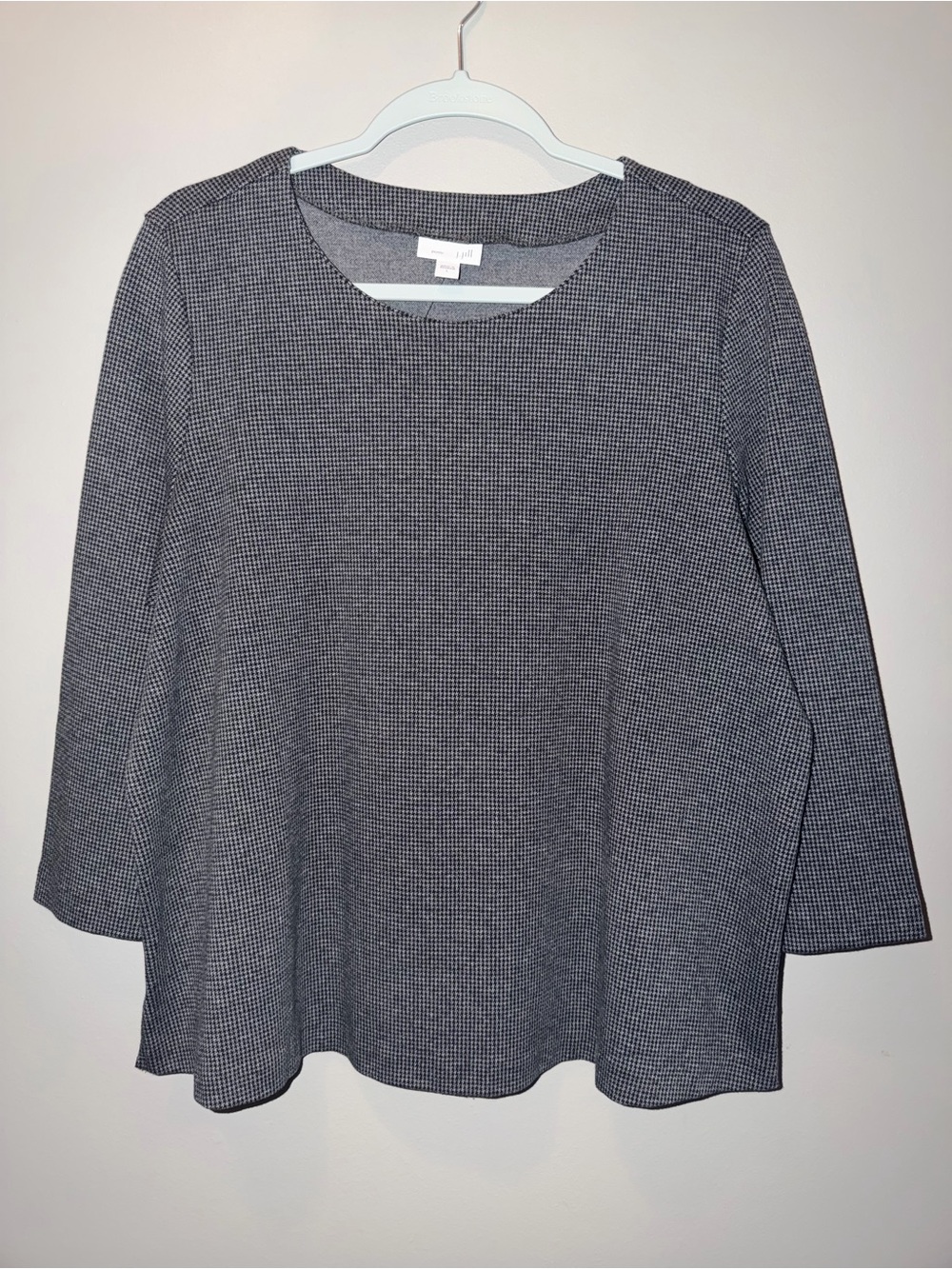 J. Jill Gray Patterned Long Sleeve Scoop Neck Top preppy quiet luxury fall cozy